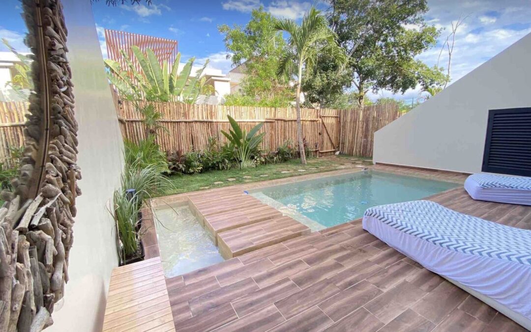 Private pool villa in Tulum's hotel zone, the kind of arrival waiting after the airport transfer