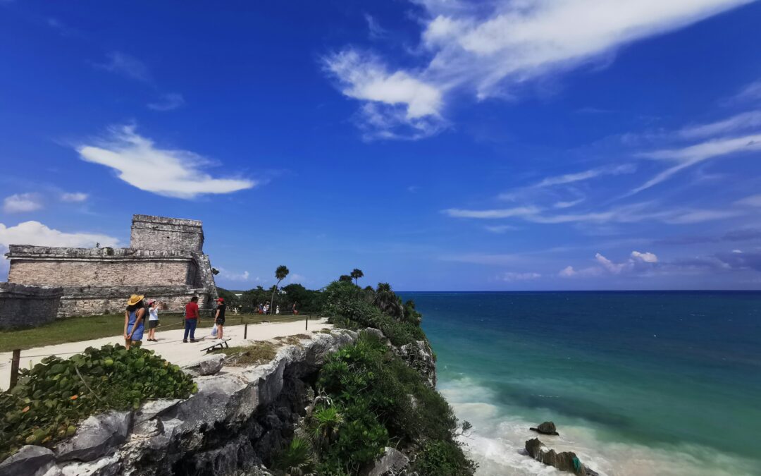 Tulum archaeological zone overlooking the Caribbean at Jaguar National Park